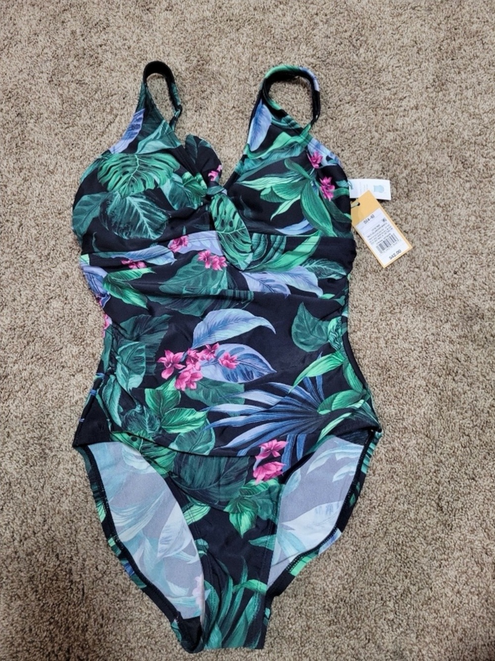 Women's Full Coverage Tummy Control Tie-Front One Piece Swimsuit - Kona Sol - Picture 3 of 3